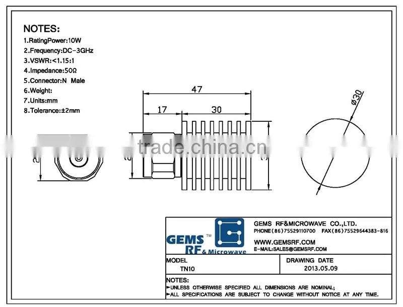 10W DC-3G coaxial load terminal RF coaxial load