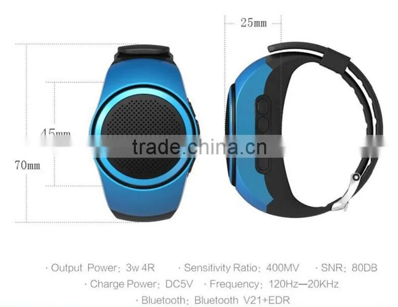 2016 new mini stereo wireless bluetooth speaker watch