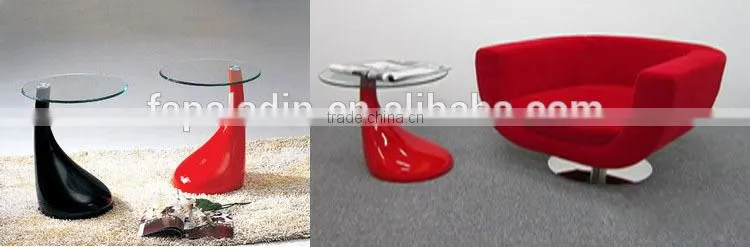 Space Saving Furniture Glass Top ABS Base Jupiter End Table