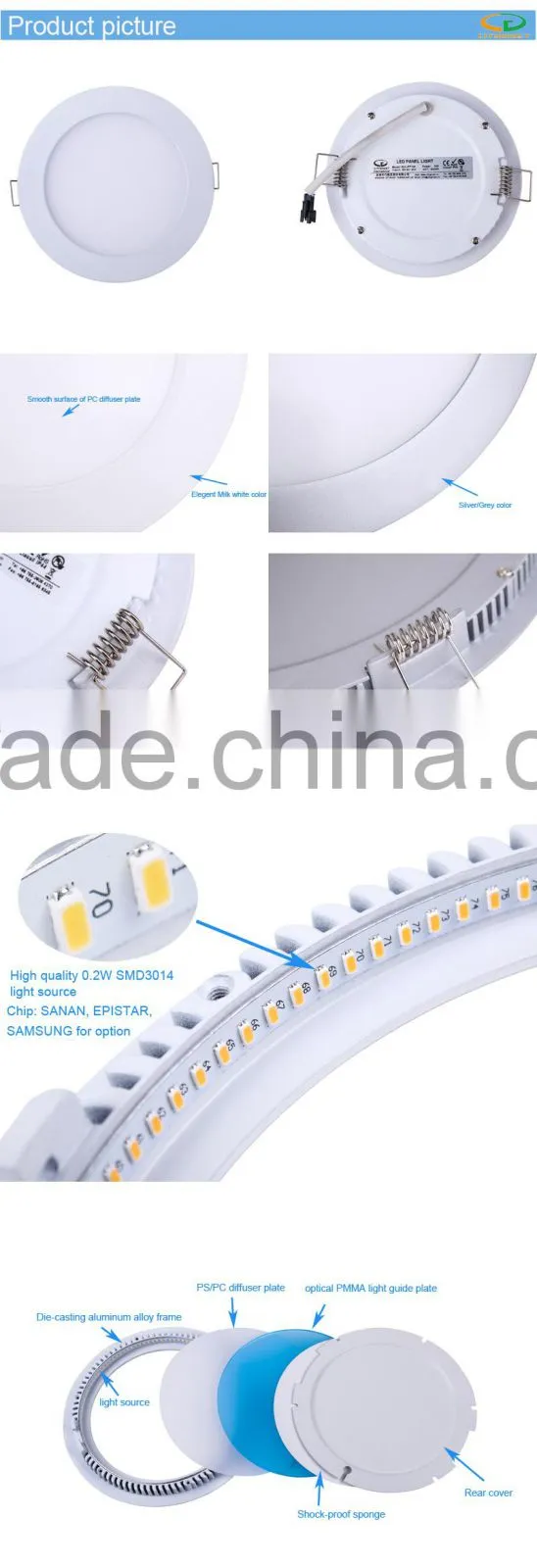 D134xH13MM Silver Color Frame Small Size Round 9W Led Light Ceiling