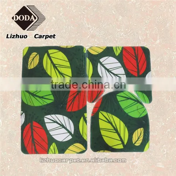 Non-slip polyester leaves printing floor mat for bathroom , home