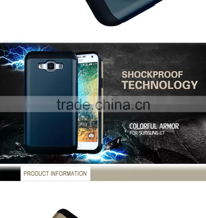 2015 Slim Colorful Armor TPU + PC mobile phone case for samsung E7,for galaxy e7 case,for samsung E7 case