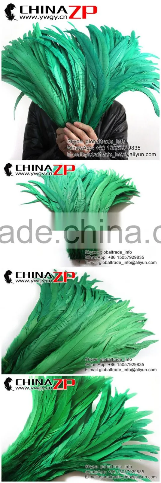 Leading Supplier CHINAZP Bulk Sale High Quality Colored Green Chicken Fully Dyed Roosters Feathers