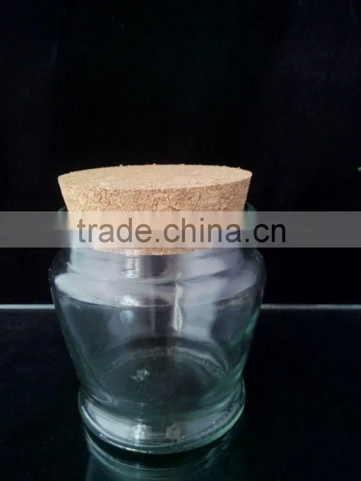 2016 new style popular empty glass jar with cork lid as candle holder