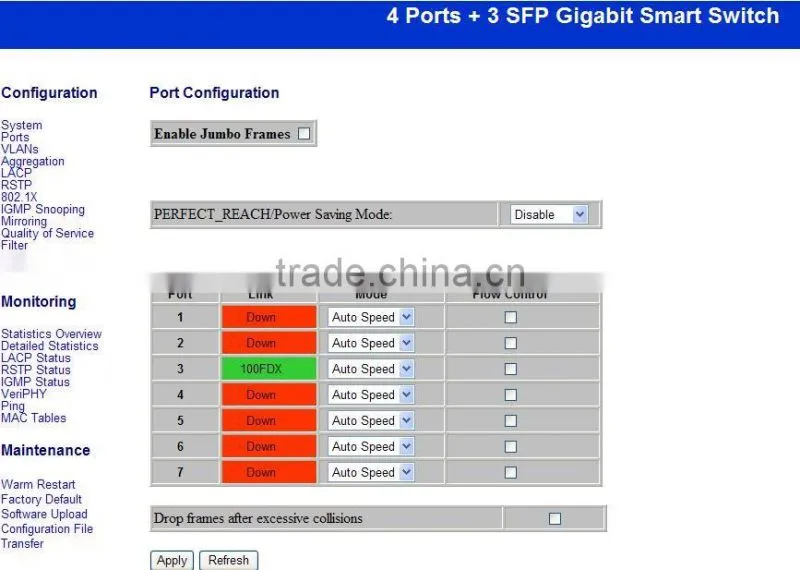 4 Ports Gigabit + 3SFP Web Management fiber Switch