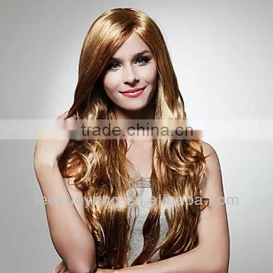 Capless Extra Long High-end Synthetic Golden Brown Curly Hair Wig