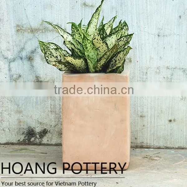 Square Red Clay Flower Planter - Vietnamese Ceramic Pot
