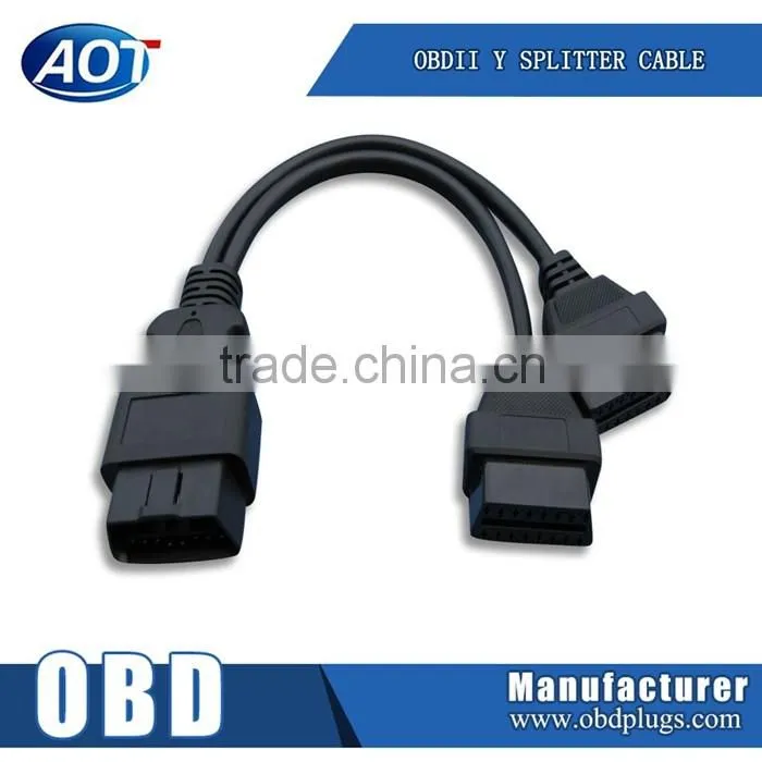 16 pin Male to Dual Female OBDII Splitter Extension Cable N Factory Promotin Price