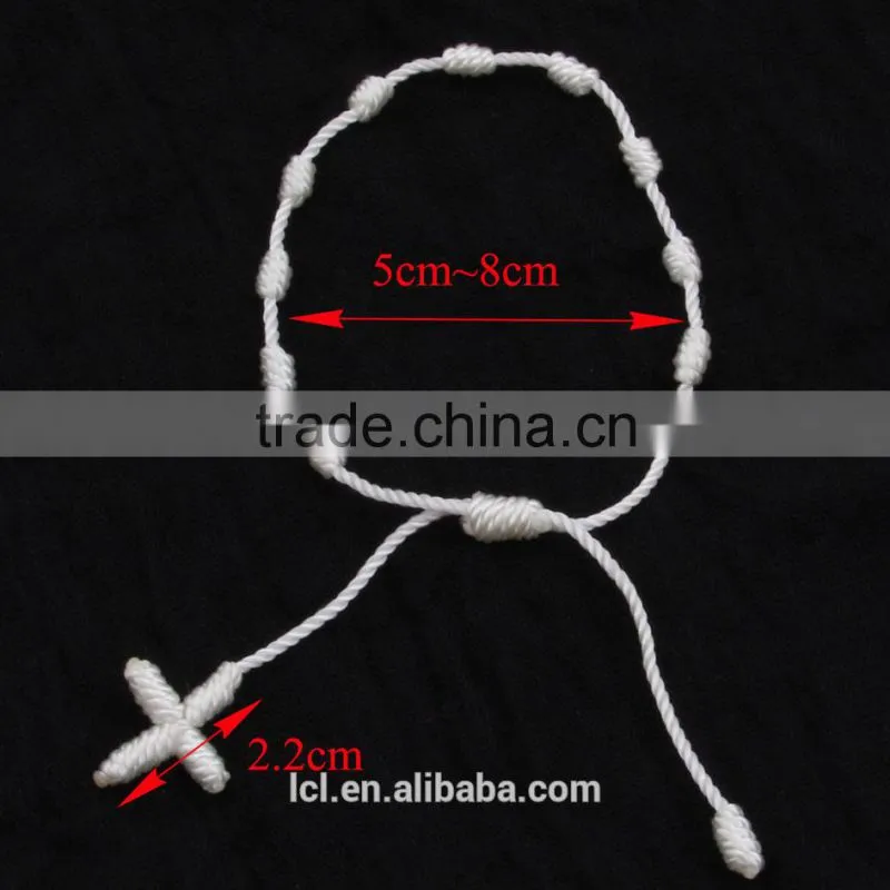 2015 new designs bracelet pure white & colorful rope cross bracelet jewelry hand made bracelet for woman cute girl childen