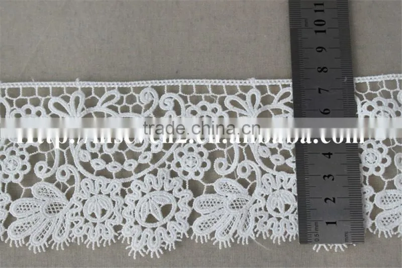 good price lace in 7.5cm wide embroidery polyester lace trim eyelash in white lace trim