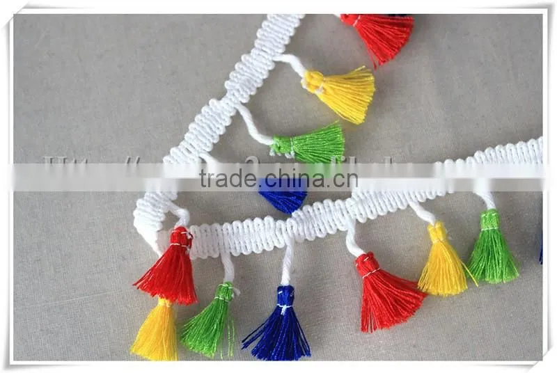 2016 fashionable colored tassel fringe trim 4.5cm fringe trimmings for garment