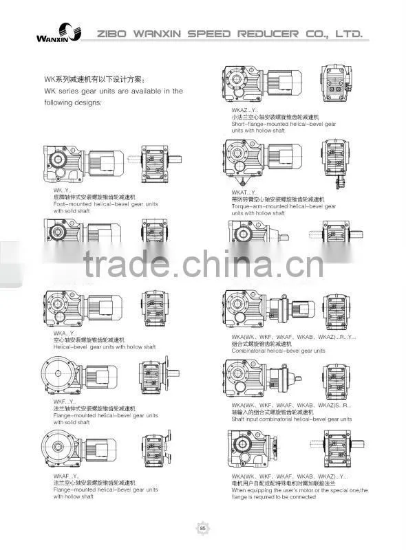 Right angle gearbox with electric motor, motor reductor K series gearbox