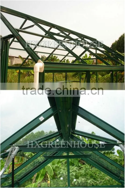 High performance green/gray powder coated alumin glass agricultural greenhousesum large