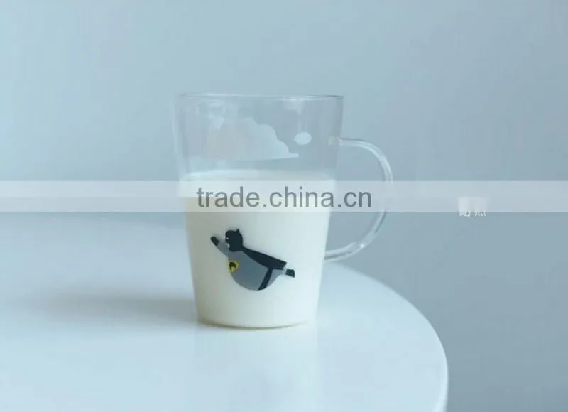 Coffee glass mug with handle tea glass mug with printing