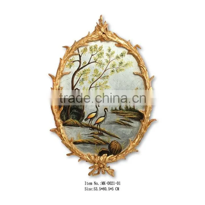 Flower/ bird Hand Drawing with oval frame MK-0019-01
