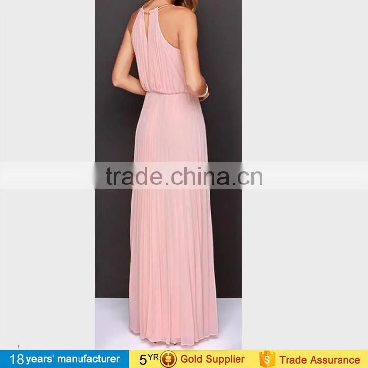 Elegant casual cheap bridesmaid vestido de festa pleated A-Line chiffon formal party long wedding evening maxi dresses for women