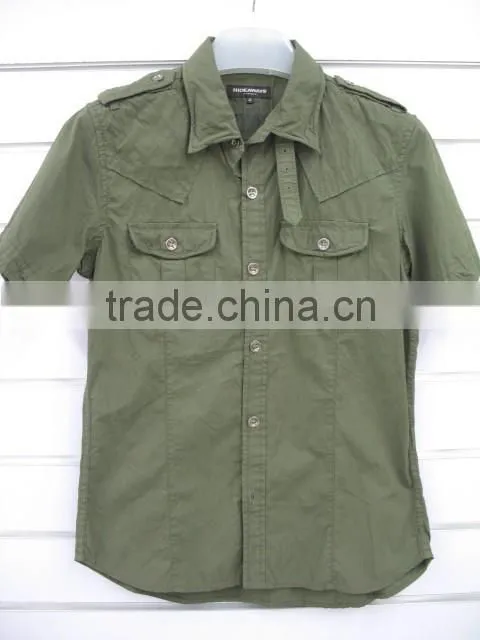 100% Cotton Poplin men's Crinkle Shirts , summer short sleeve shirts