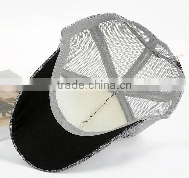 Hip hop metal plate cheap custom leather mesh baseball cap
