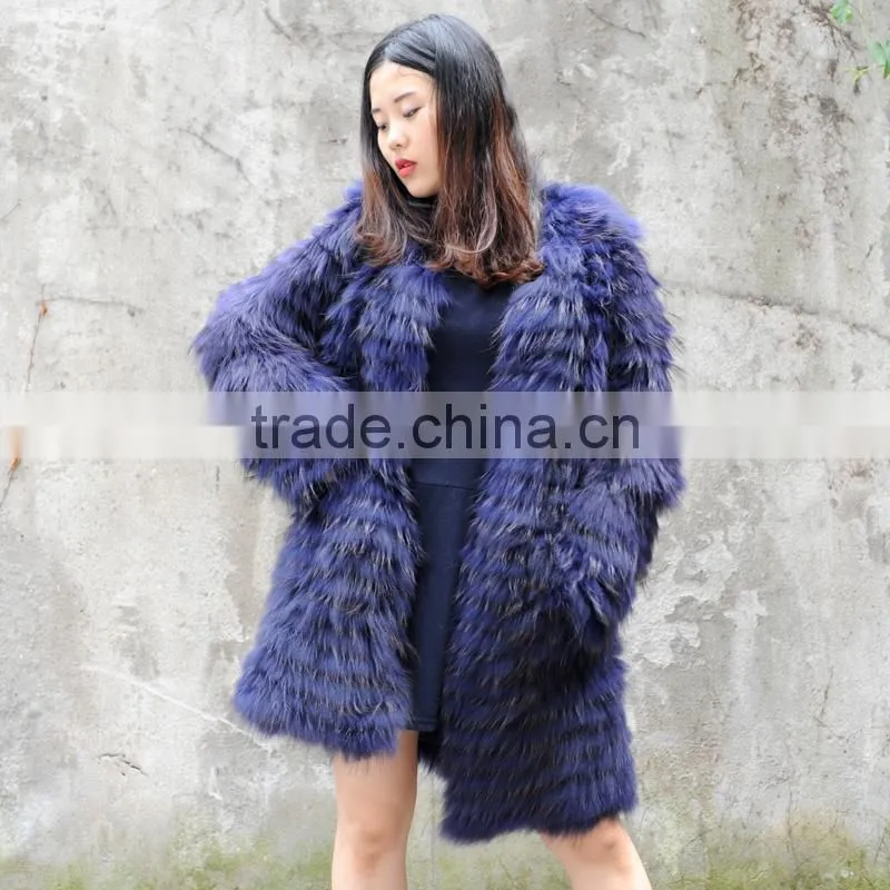 CX-G-A-180B Fashion Genuine Raccoon Fur Women Jacket for Winter