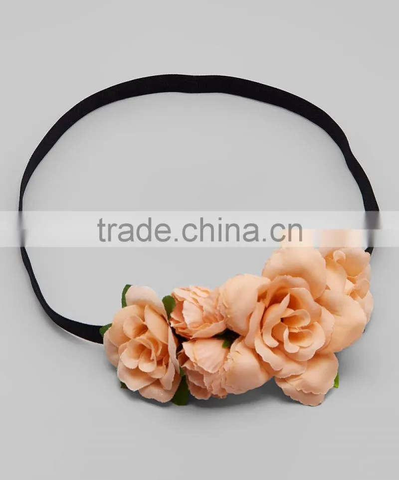 European Style Girls Headband With Vintage Cream Flower Adorable Flower Headband For Child Fancy Kids Wear A-NP-HA905-261