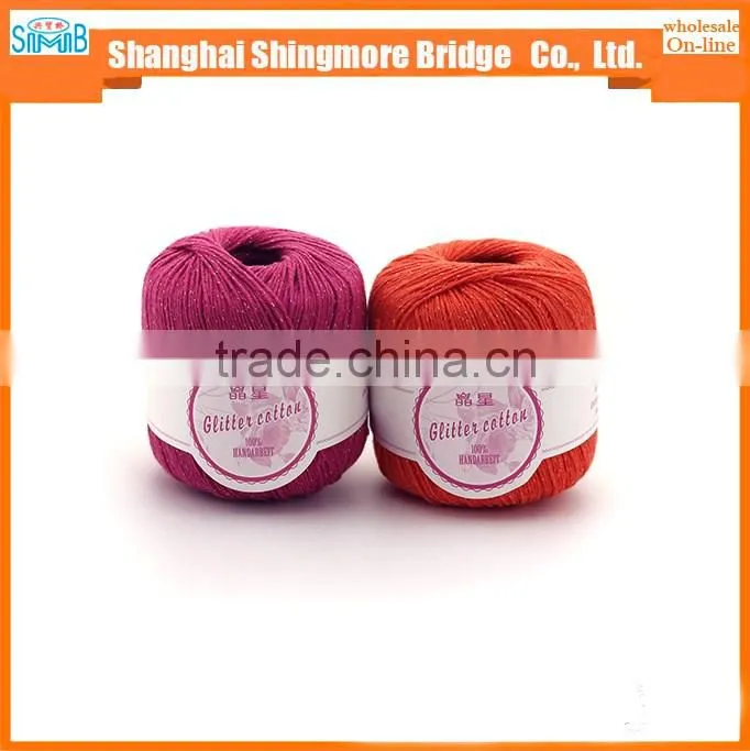 china knitting yarn supplier hot sales high standard yarn cotton polyester lurex with 50gram balls