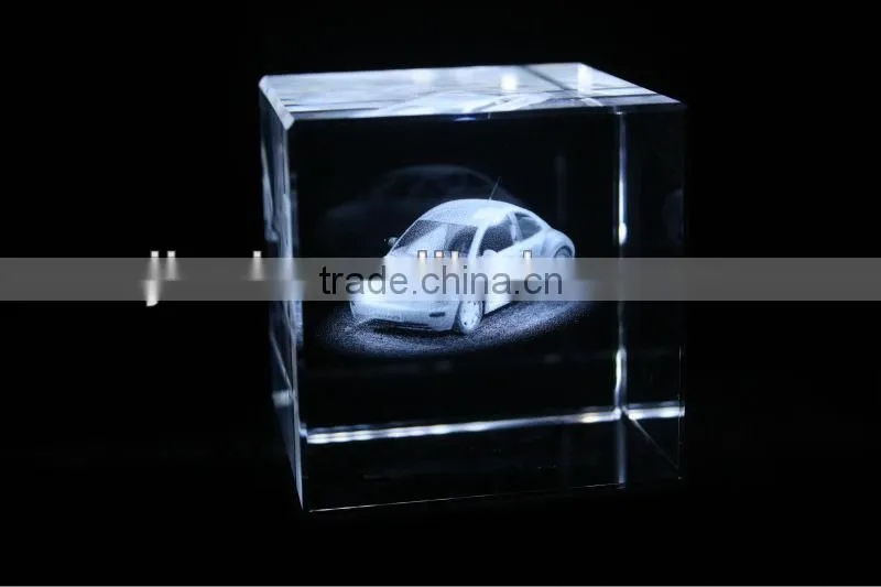 3d glass cube laser engraving for buick car