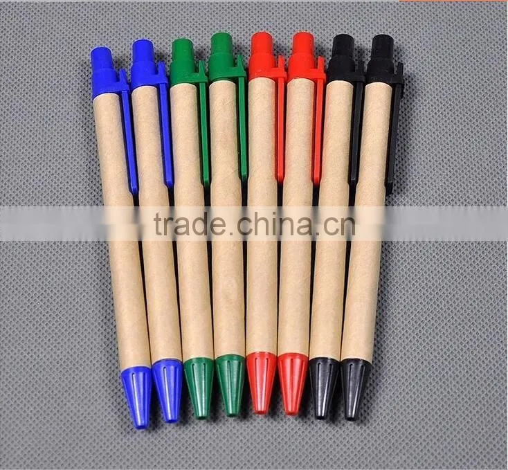 wholesale logo custom novelty design recycle kraft paper ball point pen