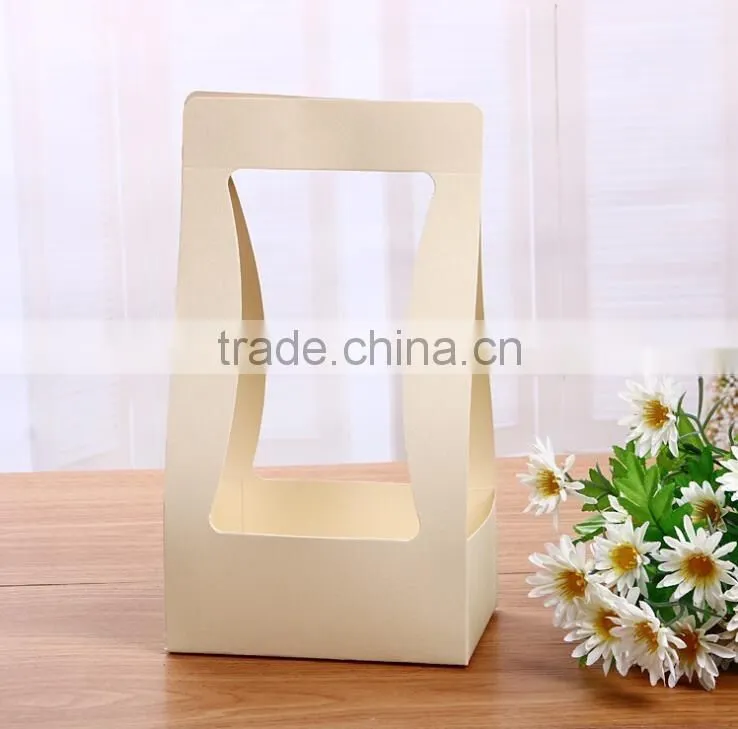Portable Flower Gift Packaging Box Waterproof Paper Basket Box Case Potting Plants Gift Paking Home Decorations