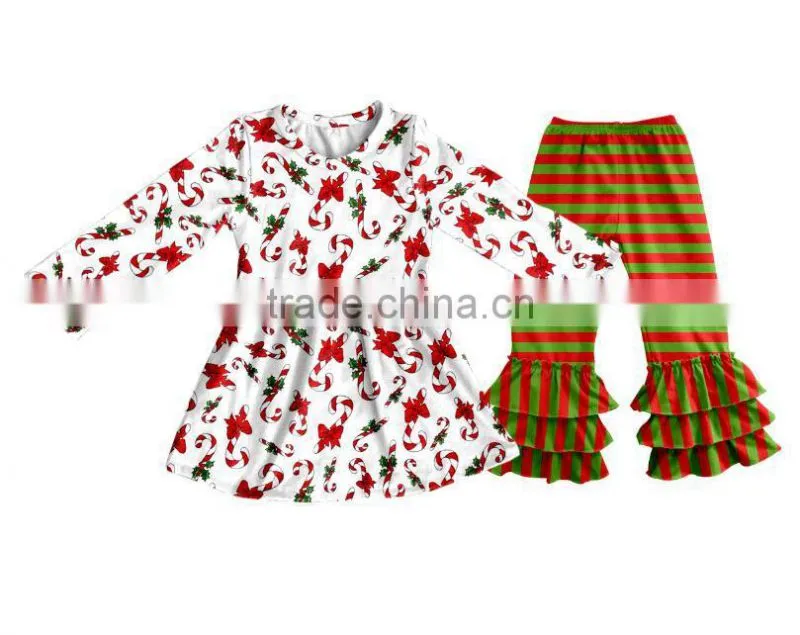 Wholesale Boutique Children Clothing Ruffle Baby Christmas style Clothing Girls Fall Clothes