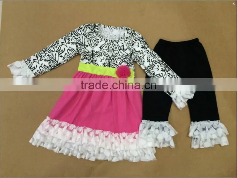 Girs christmas clothes sets wholesale 2016 giggle moon remake outfits children santa claus clothing stripe pant