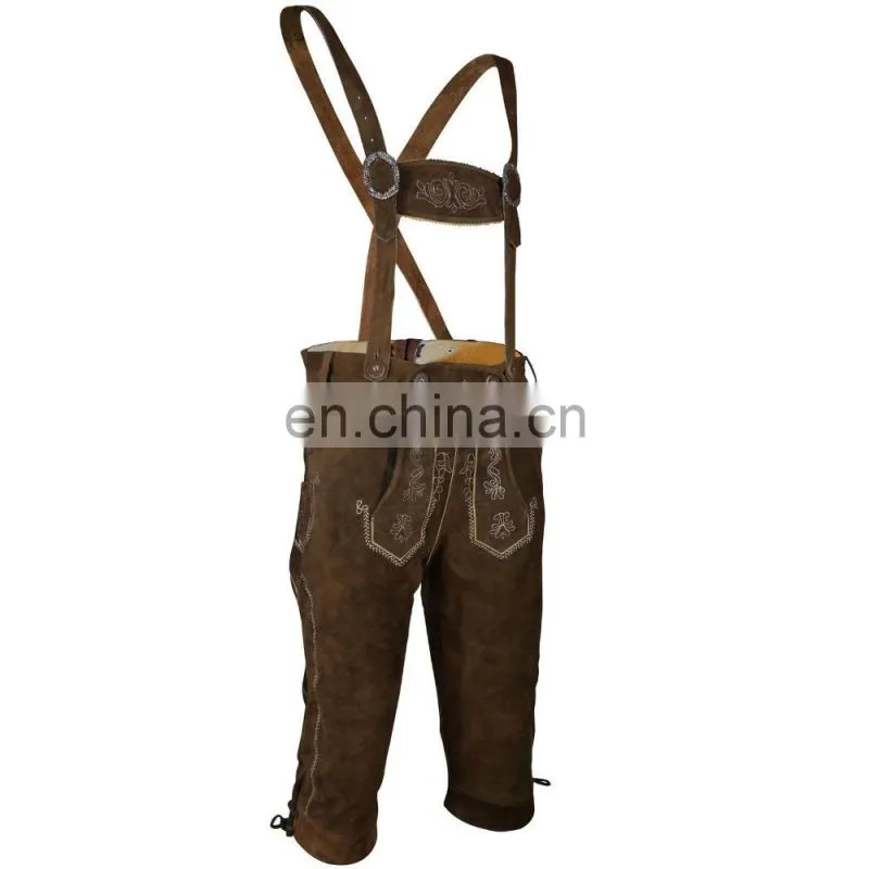 Kniebund hosen, Men ledersosen trachten lederhosen leather pants with suspenders (Bavarian Clothing)