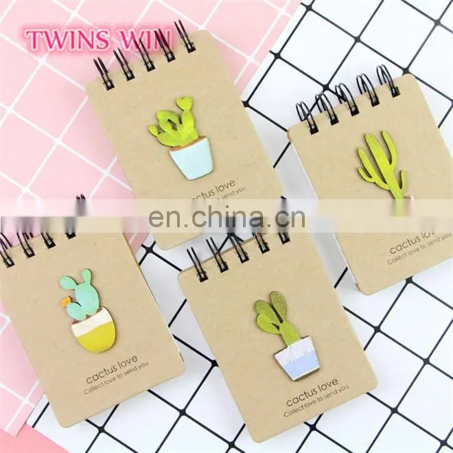 2018 China advertisement stationery wholesale high quality cute funny cactus design kraft paper covers notebook custom printing