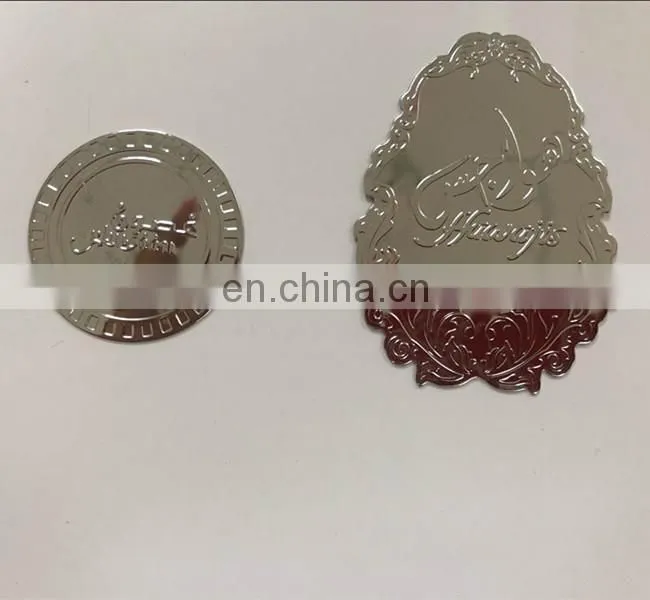 Metallic Mirror chrome logo label sticker for bottle
