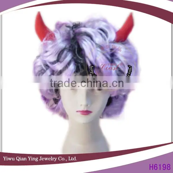 cheap wholesale purple short curly halloween afro party wigs