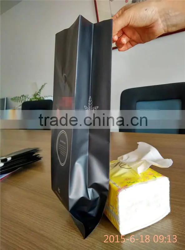 side gusset laminated plastic printed coffee bean packaging bags with valve 1KG