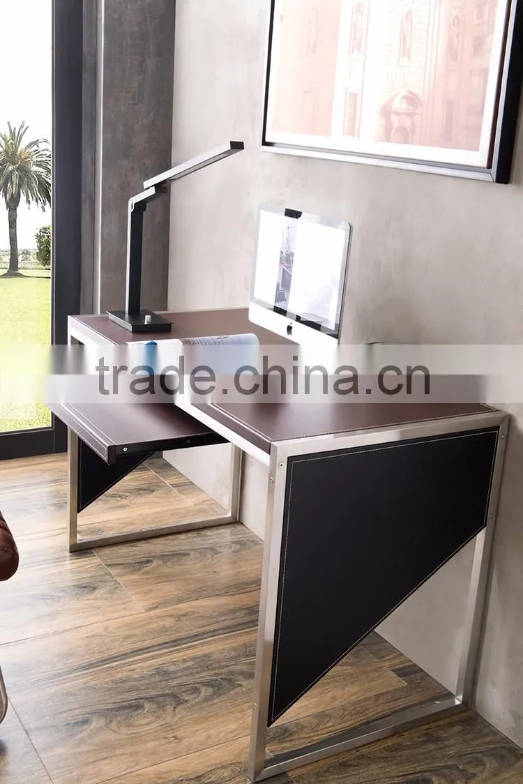 Cheap simple modern customized 1.2m panel board colorful brown wood office study cum computer table desk for 1 person