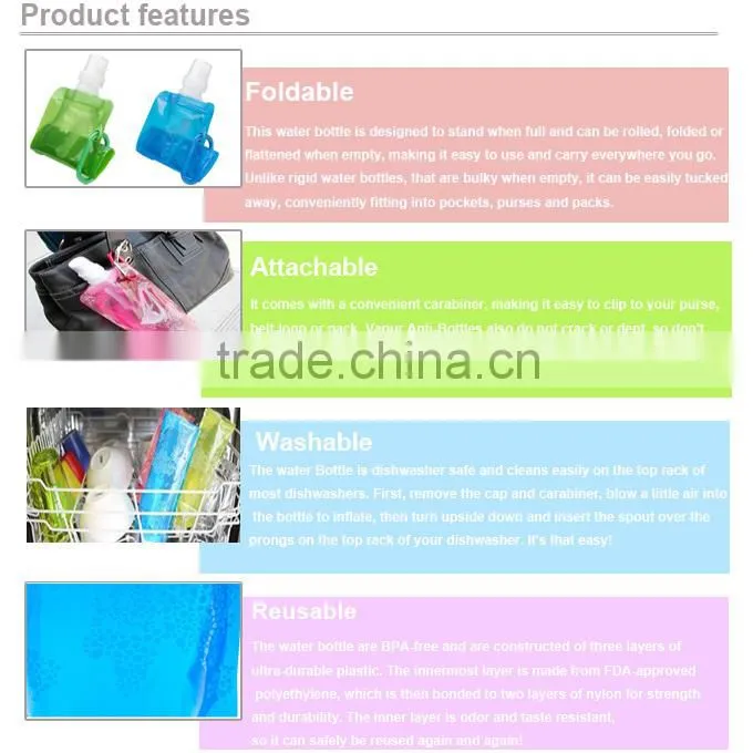 2015 hot sell traveling foldable Water Bottle