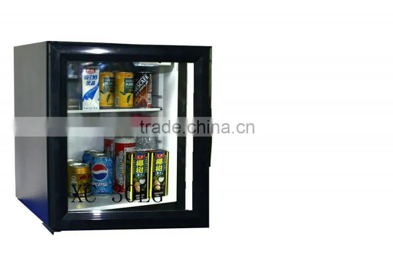 Noiseless absorption 12V 24V 220V glass door refrigerator with CB CE CCC