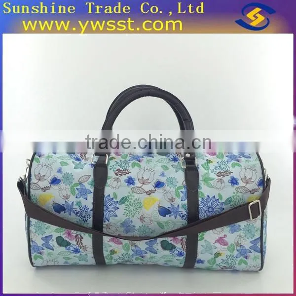 blue colorful flower printed folding travel bag