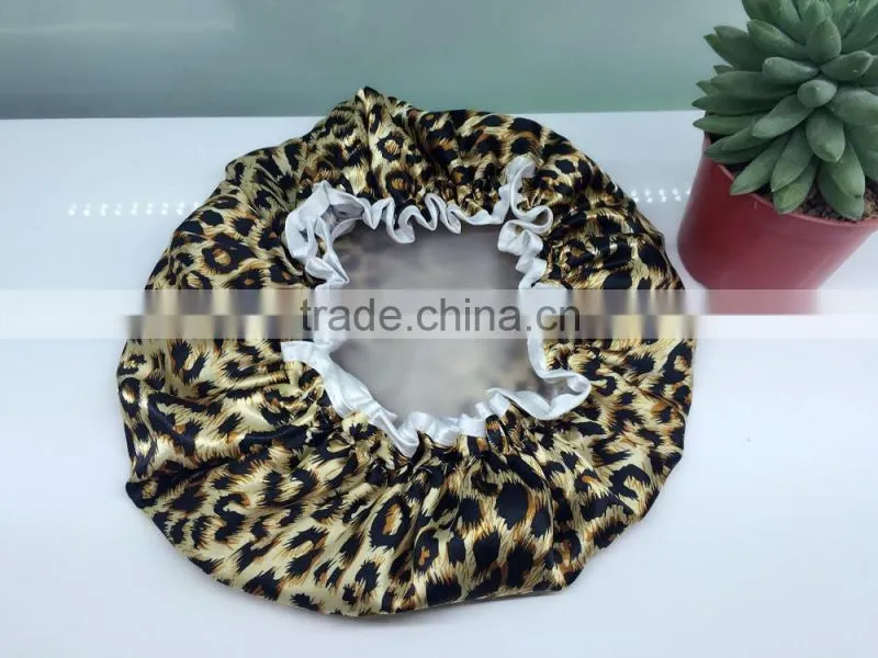 leopard printed shower cap