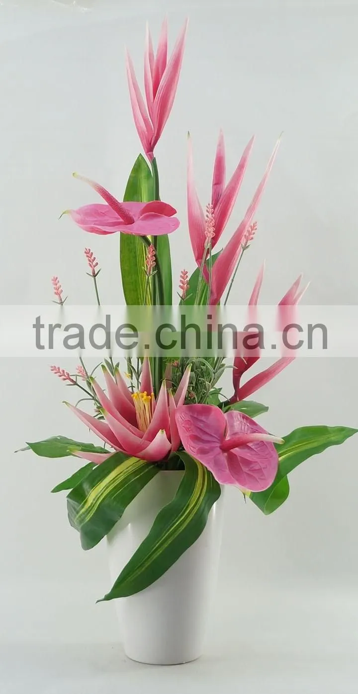 Artificial flower bonsai with anthurium & lavender & ginger/artificial flower wholesale China supplier for home decor