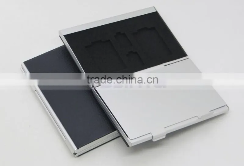 Leather Aluminum EVA Memory card Carrying Case for 4x SD Card and 4x TF Card