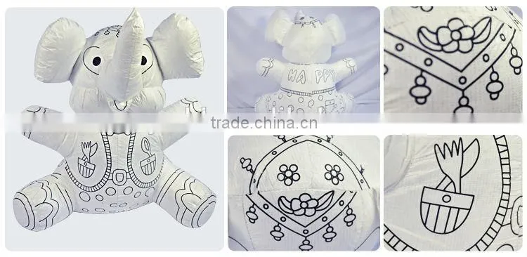8" tyvek educational DIY drawing toy for kids/Bear Plush Toy with 4pcs markers-DIY Drawing Toy