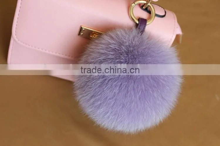Direct Factory Wholesale Multi Colors Girls 100% Real Fox Fur Key Chain