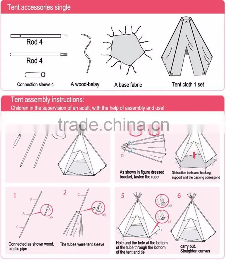 Kids Play Tent House Teepee Indian Indoor Outdoor Teepee Kids Custom Camping Frame Tent