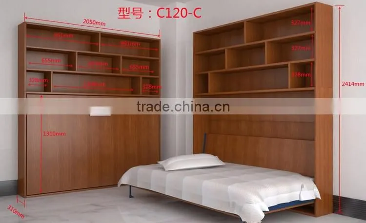 saving hidden wall bed,folding wall bed,wall bed with cabinet(SZ-WBA90-C )