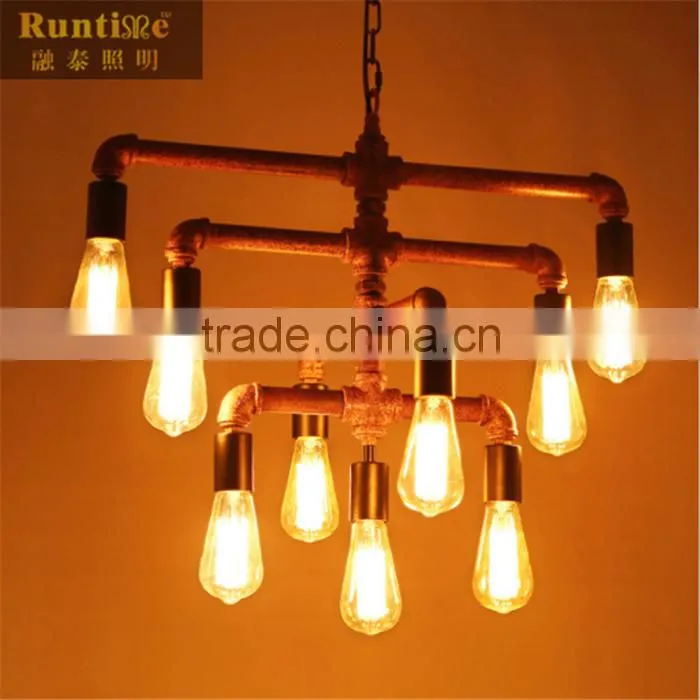 Vintage iron led light pipe plumbing pipe chandelier
