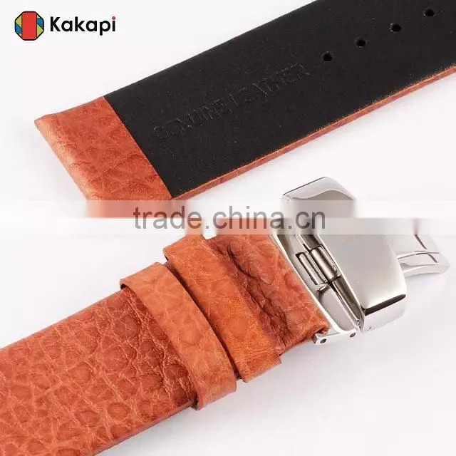 Kakapi Double Buckle Genuine Leather Watch Band Wrist Strap With Watchband Converter For 42MM Apple Watch MT-3914
