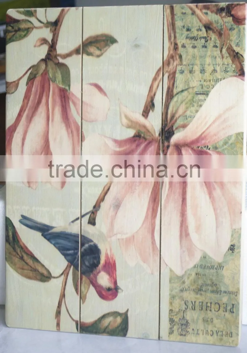 Customized high quality wooden wall art painting
