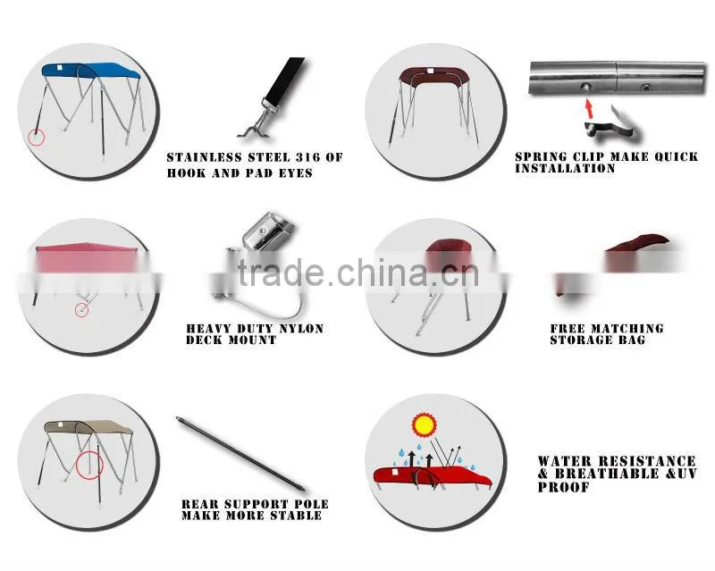 Ninghai Innovation 3 bow stainless steel Bimini Top